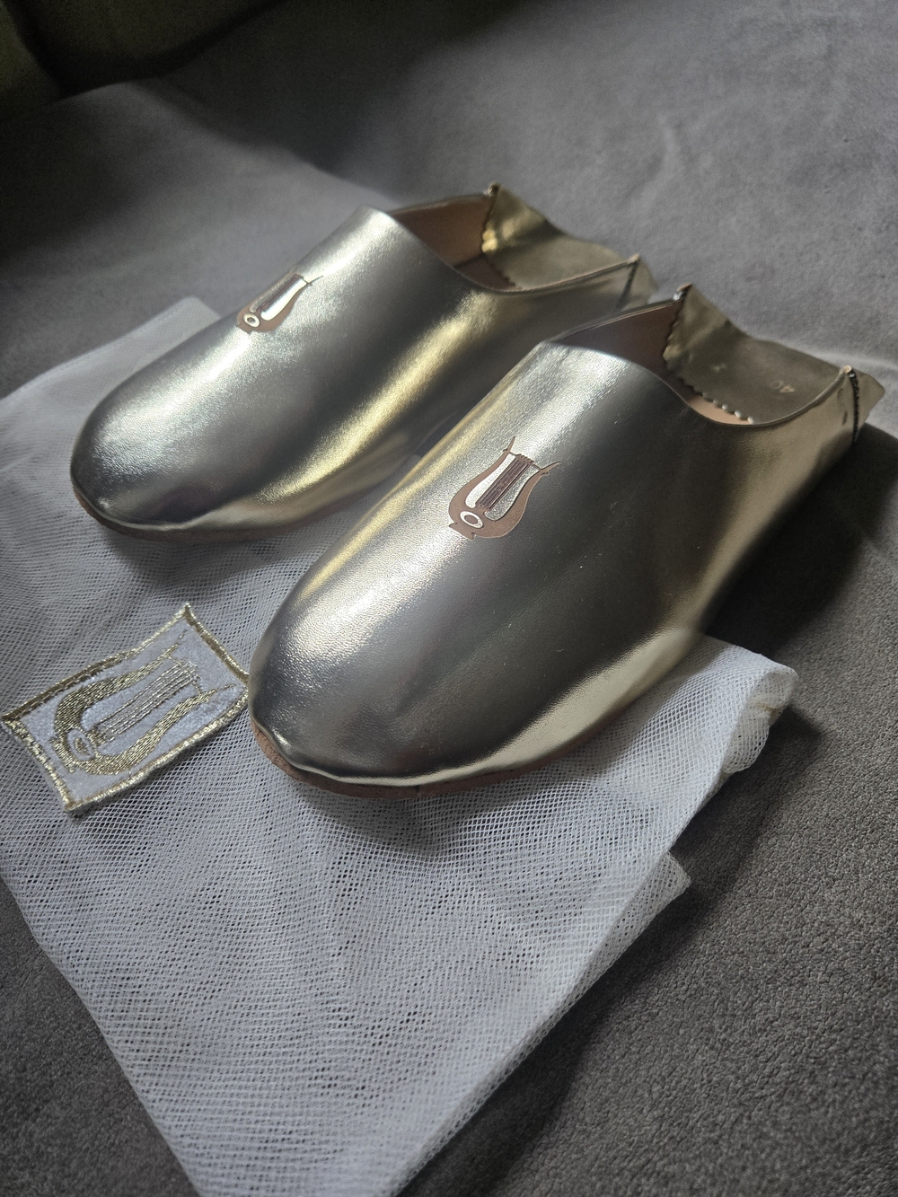 ROYAL ✨️ WOMEN'S AUTHENTIC MOROCCAN BABOUCHE GOLD LEATHER SLIPPERS Size 40
